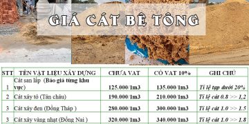 Bảng giá cát bê tông mới nhất