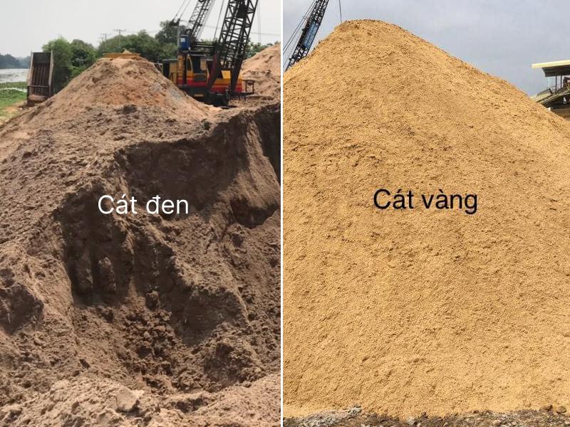 Cát đen có hạt mịn, sẫm màu còn cát vàng hạt to hơn, có màu vàng nhạt