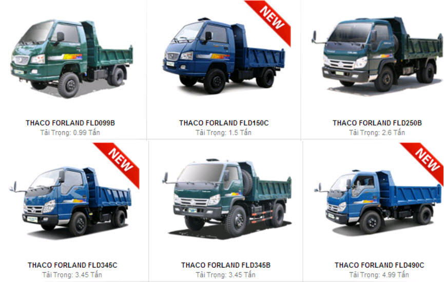 Trọng lượng các loại xe tải chở cát thông dụng